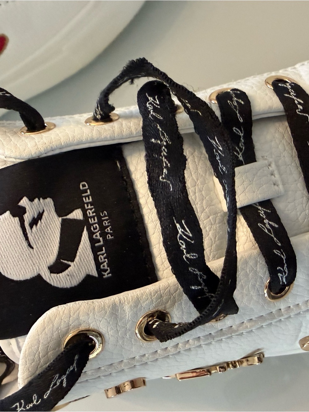 Karl Lagerfeld Sneakers Size 38.5 White Leather K Ikonik Charm Shoes - Picture 13 of 14